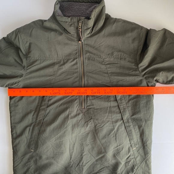 Eddie Bauer Mens Pullover Quarter Zip Nylon Jacket Size M‎ Olive Fleece Line - Picture 14 of 16